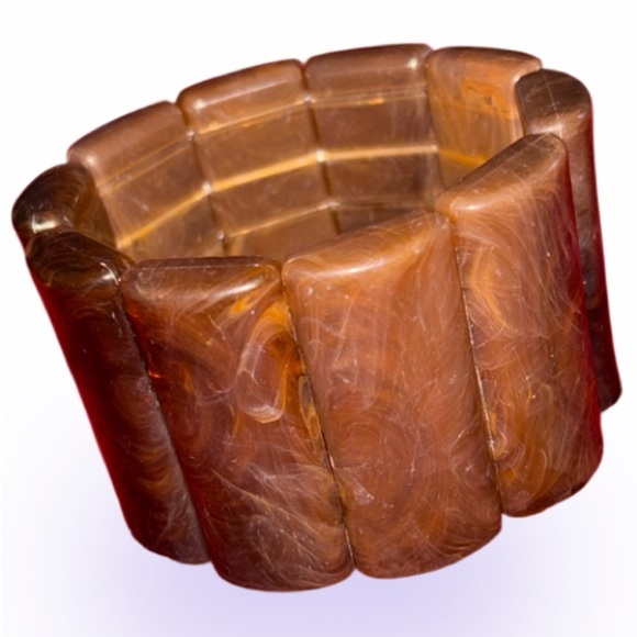 Vintage style Chocolate Brown Chunky Stretch  cuff bracelet - Picture 11 of 11